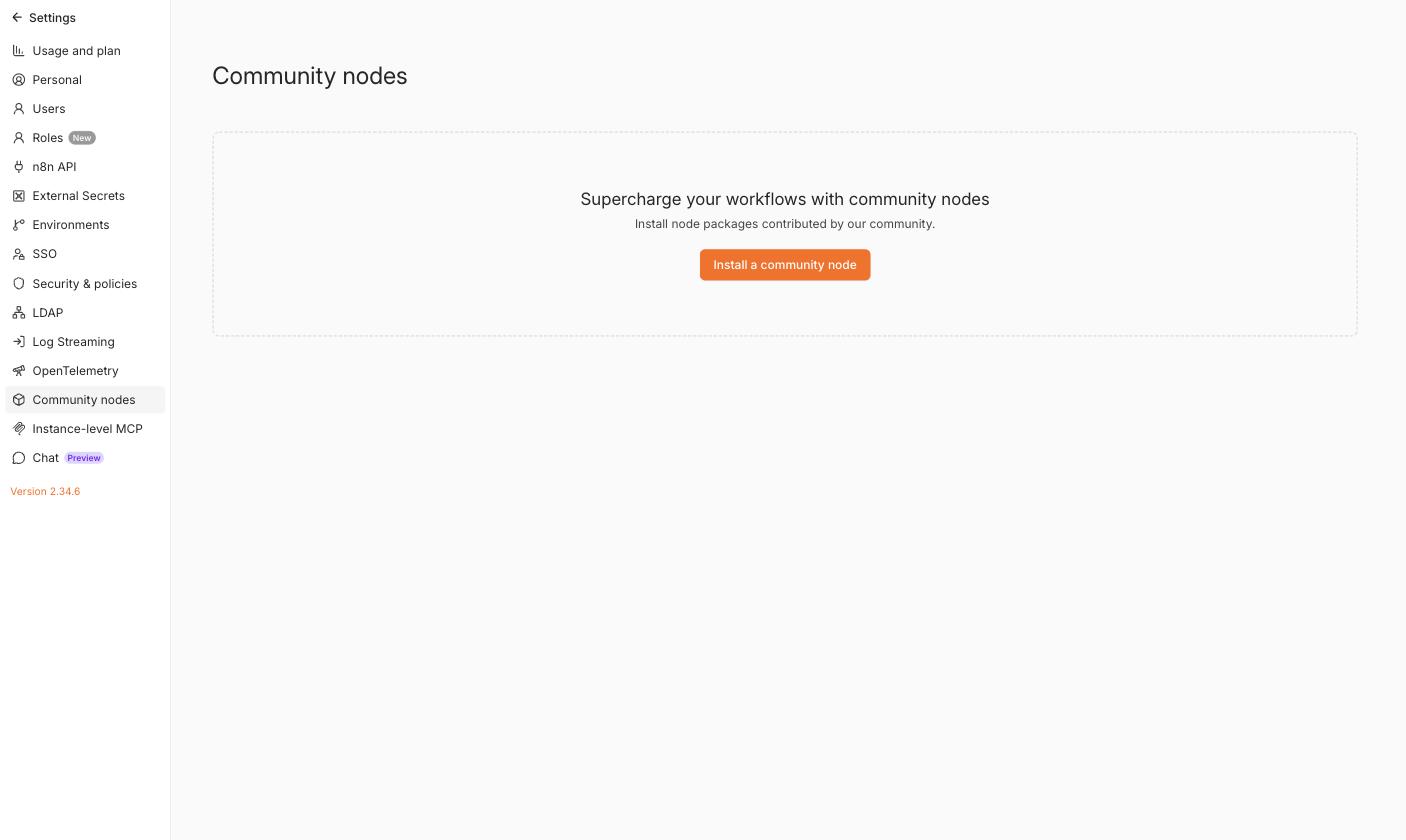 Community Nodes settings page
