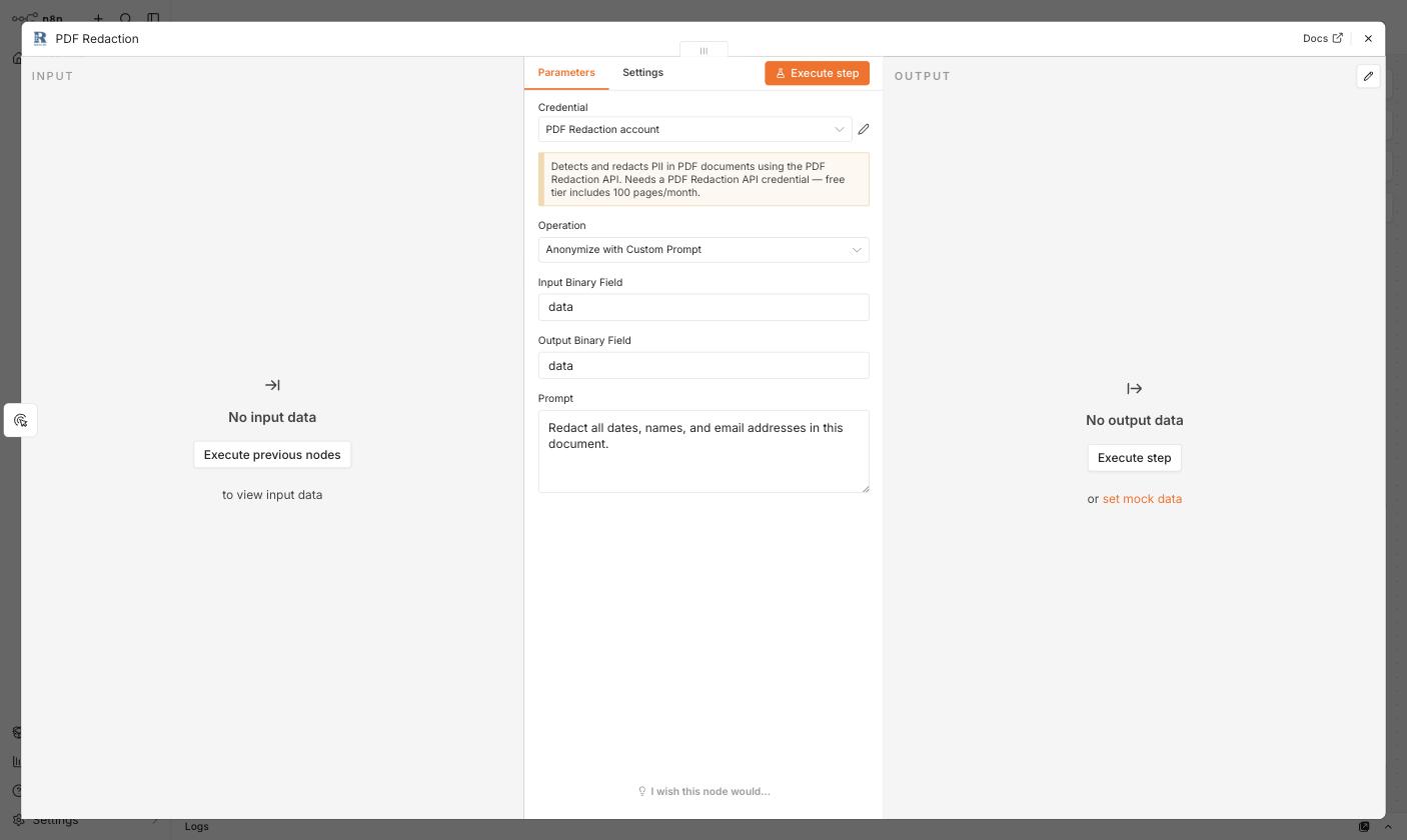 Anonymize with Custom Prompt operation with a free-text prompt